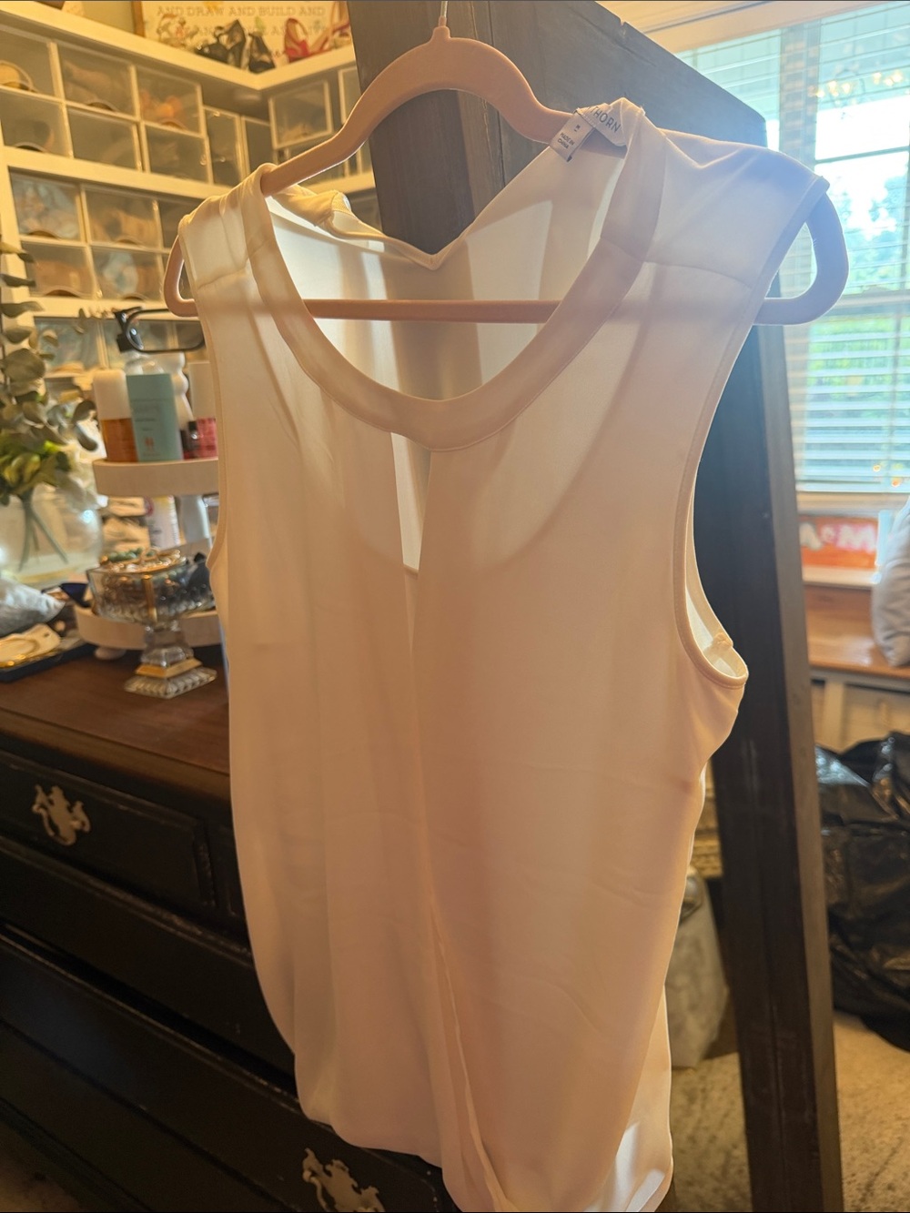 41 Hawthorn Sleeveless V-Neck Blouse in Light Cream